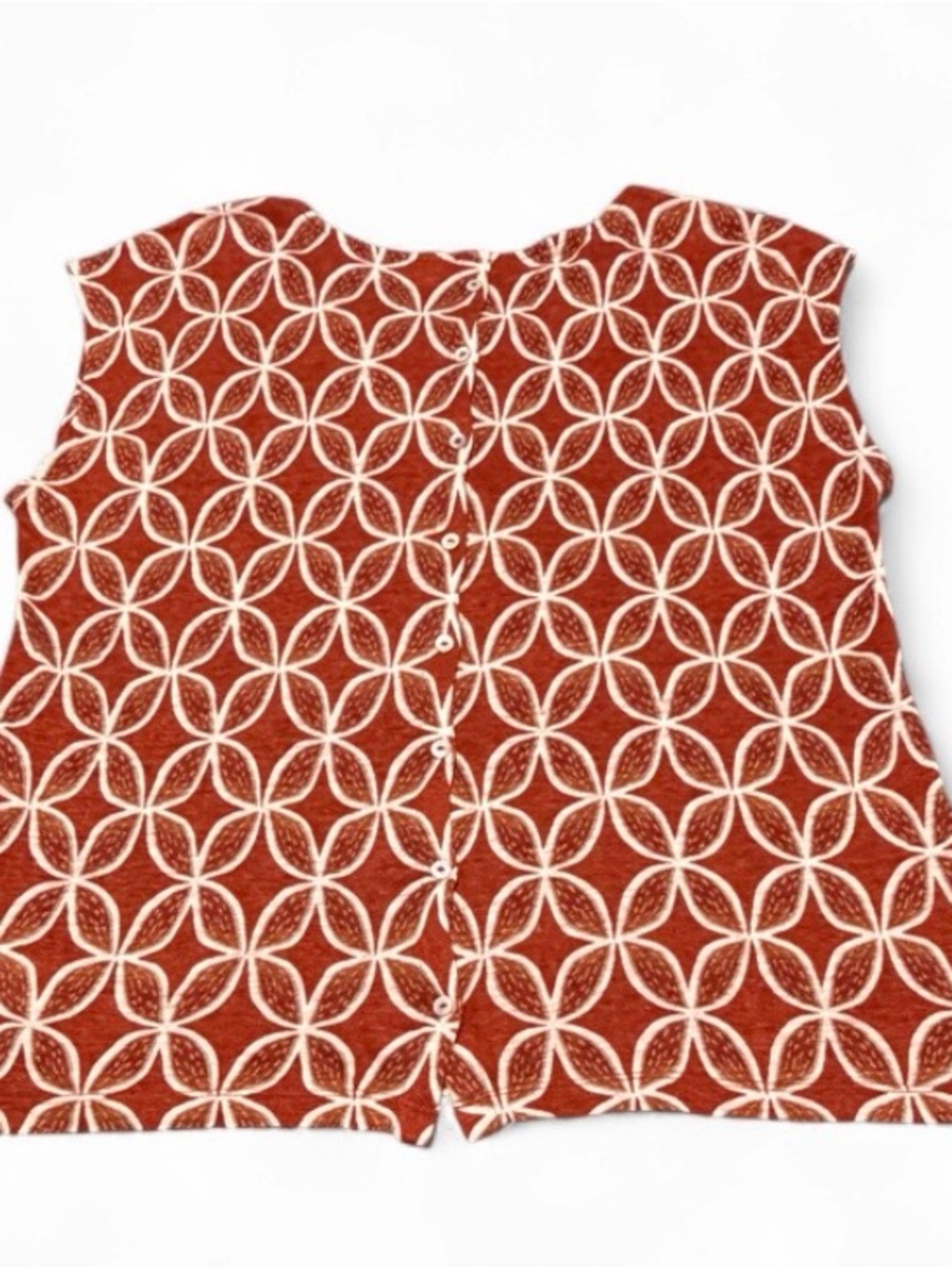 Sigrid Olsen 100% Linen Geometric Art Print-Top -Clay & Cream-Size S-BNWOT-VACAY - Picture 3 of 11
